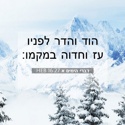 Picture 07 - דברי הימים א 16:27 HEB - הוד והדר לפניו עז וחדוה - Bible Verse Picture