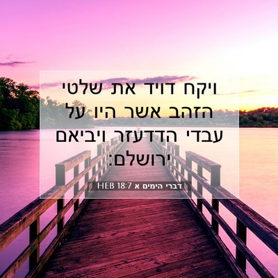 Picture 07 - דברי הימים א 18:7 HEB - ויקח דויד את שלטי הזהב אשר - Bible Verse Picture