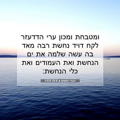 Picture 07 - דברי הימים א 18:8 HEB - ומטבחת ומכון ערי הדדעזר - Bible Verse Picture