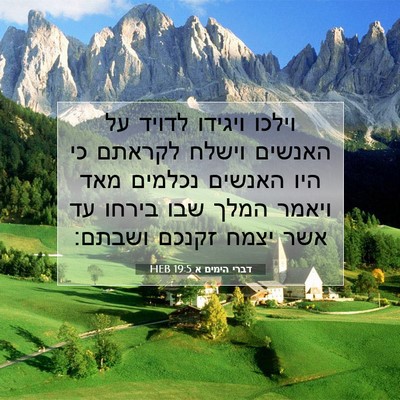 Picture 07 - דברי הימים א 19:5 HEB - וילכו ויגידו לדויד על - Bible Verse Picture
