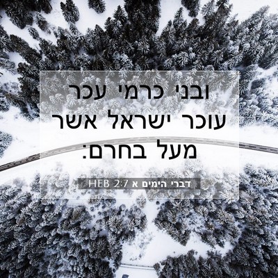 Picture 07 - דברי הימים א 2:7 HEB - ובני כרמי עכר עוכר ישראל - Bible Verse Picture