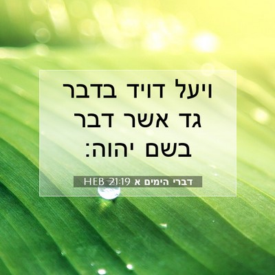 Picture 07 - דברי הימים א 21:19 HEB - ויעל דויד בדבר גד אשר דבר - Bible Verse Picture