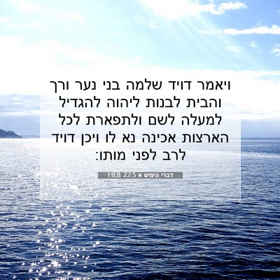 Picture 07 - דברי הימים א 22:5 HEB - ויאמר דויד שלמה בני נער ורך - Bible Verse Picture