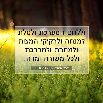 Picture 07 - דברי הימים א 23:29 HEB - וללחם המערכת ולסלת למנחה - Bible Verse Picture