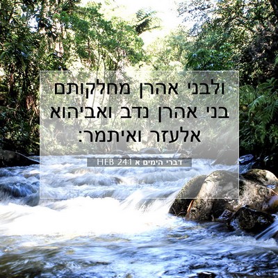Picture 07 - דברי הימים א 24:1 HEB - ולבני אהרן מחלקותם בני - Bible Verse Picture