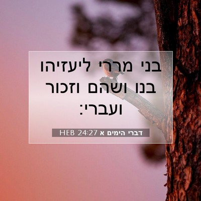 Picture 07 - דברי הימים א 24:27 HEB - בני מררי ליעזיהו בנו ושהם - Bible Verse Picture