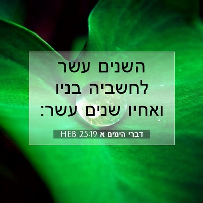 Picture 07 - דברי הימים א 25:19 HEB - השנים עשר לחשביה בניו - Bible Verse Picture