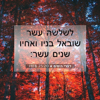 Picture 07 - דברי הימים א 25:20 HEB - לשלשה עשר שובאל בניו ואחיו - Bible Verse Picture