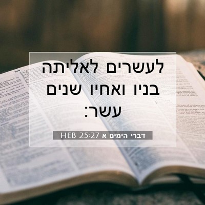 Picture 07 - דברי הימים א 25:27 HEB - לעשרים לאליתה בניו ואחיו - Bible Verse Picture