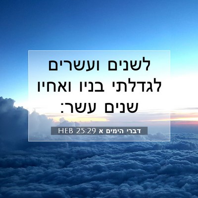 Picture 07 - דברי הימים א 25:29 HEB - לשנים ועשרים לגדלתי בניו - Bible Verse Picture