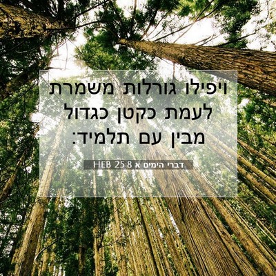 Picture 07 - דברי הימים א 25:8 HEB - ויפילו גורלות משמרת לעמת - Bible Verse Picture