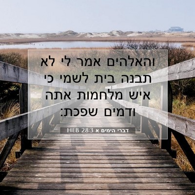 Picture 07 - דברי הימים א 28:3 HEB - והאלהים אמר לי לא תבנה בית - Bible Verse Picture