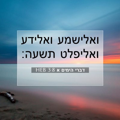 Picture 07 - דברי הימים א 3:8 HEB - ואלישמע ואלידע ואליפלט - Bible Verse Picture