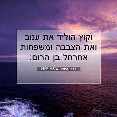 Picture 07 - דברי הימים א 4:8 HEB - וקוץ הוליד את ענוב ואת - Bible Verse Picture