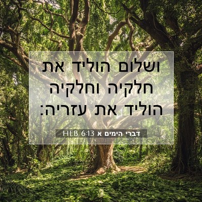 Picture 07 - דברי הימים א 6:13 HEB - ושלום הוליד את חלקיה - Bible Verse Picture