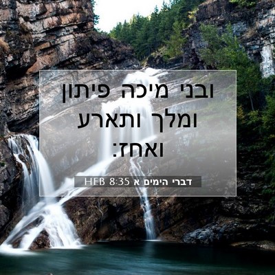 Picture 07 - דברי הימים א 8:35 HEB - ובני מיכה פיתון ומלך ותארע - Bible Verse Picture