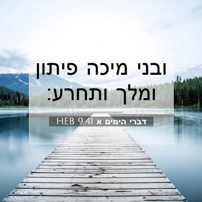 Picture 07 - דברי הימים א 9:41 HEB - ובני מיכה פיתון ומלך - Bible Verse Picture