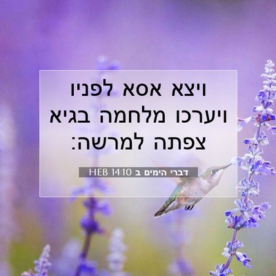 Picture 07 - דברי הימים ב 14:10 HEB - ויצא אסא לפניו ויערכו - Bible Verse Picture