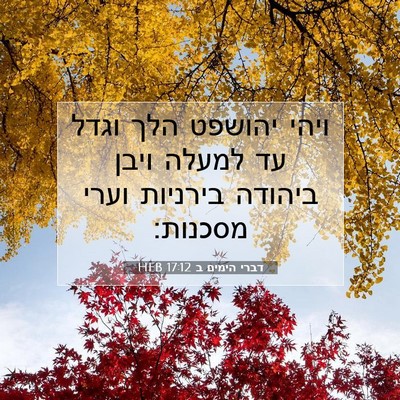 Picture 07 - דברי הימים ב 17:12 HEB - ויהי יהושפט הלך וגדל עד - Bible Verse Picture