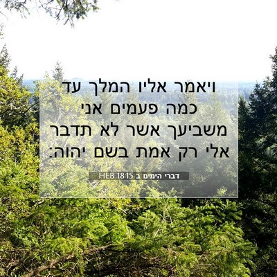 Picture 07 - דברי הימים ב 18:15 HEB - ויאמר אליו המלך עד כמה - Bible Verse Picture