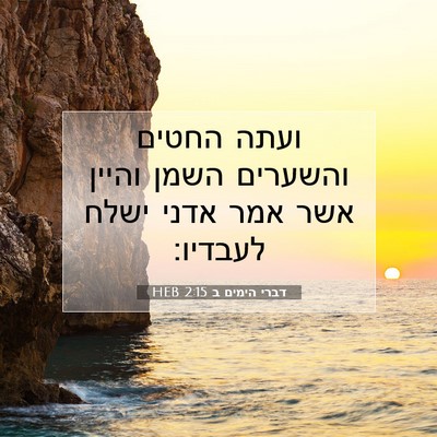 Picture 07 - דברי הימים ב 2:15 HEB - ועתה החטים והשערים השמן - Bible Verse Picture