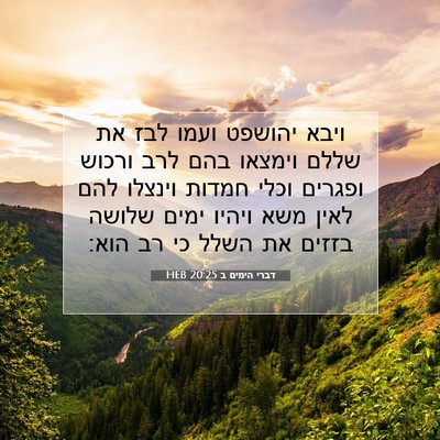 Picture 07 - דברי הימים ב 20:25 HEB - ויבא יהושפט ועמו לבז את - Bible Verse Picture