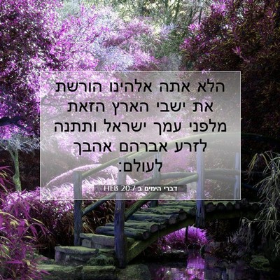 Picture 07 - דברי הימים ב 20:7 HEB - הלא אתה אלהינו הורשת את - Bible Verse Picture