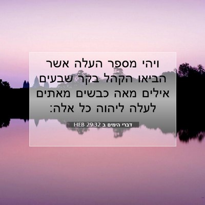 Picture 07 - דברי הימים ב 29:32 HEB - ויהי מספר העלה אשר הביאו - Bible Verse Picture
