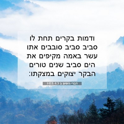 Picture 07 - דברי הימים ב 4:3 HEB - ודמות בקרים תחת לו סביב - Bible Verse Picture