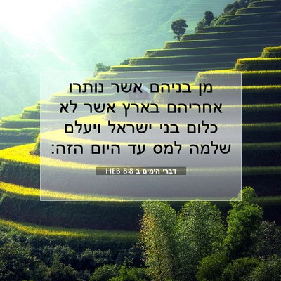 Picture 07 - דברי הימים ב 8:8 HEB - מן בניהם אשר נותרו אחריהם - Bible Verse Picture