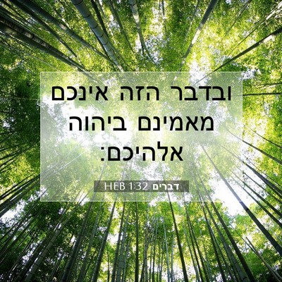Picture 07 - דברים 1:32 HEB - ובדבר הזה אינכם מאמינם - Bible Verse Picture