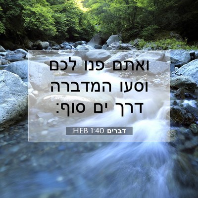 Picture 07 - דברים 1:40 HEB - ואתם פנו לכם וסעו המדברה - Bible Verse Picture