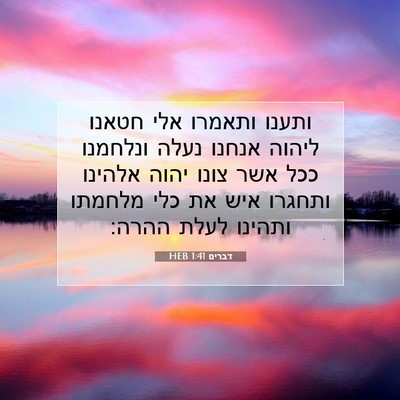Picture 07 - דברים 1:41 HEB - ותענו ותאמרו אלי חטאנו - Bible Verse Picture