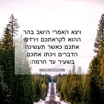 Picture 07 - דברים 1:44 HEB - ויצא האמרי הישב בהר ההוא - Bible Verse Picture