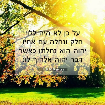 Picture 07 - דברים 10:9 HEB - על כן לא היה ללוי חלק ונחלה - Bible Verse Picture