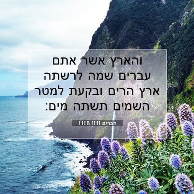 Picture 07 - דברים 11:11 HEB - והארץ אשר אתם עברים שמה - Bible Verse Picture