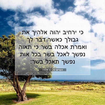 Picture 07 - דברים 12:20 HEB - כי ירחיב יהוה אלהיך את - Bible Verse Picture