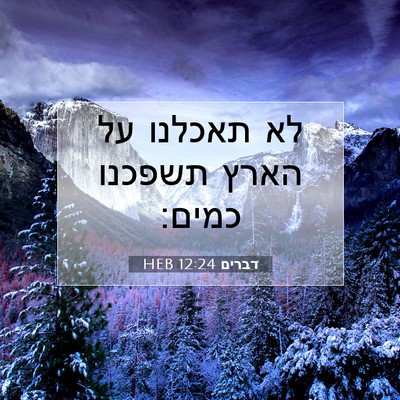 Picture 07 - דברים 12:24 HEB - לא תאכלנו על הארץ תשפכנו - Bible Verse Picture