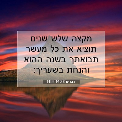 Picture 07 - דברים 14:28 HEB - מקצה שלש שנים תוציא את כל - Bible Verse Picture