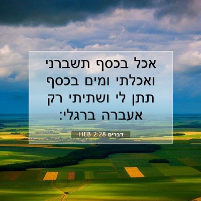 Picture 07 - דברים 2:28 HEB - אכל בכסף תשברני ואכלתי - Bible Verse Picture
