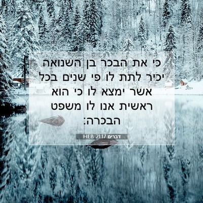Picture 07 - דברים 21:17 HEB - כי את הבכר בן השנואה יכיר - Bible Verse Picture