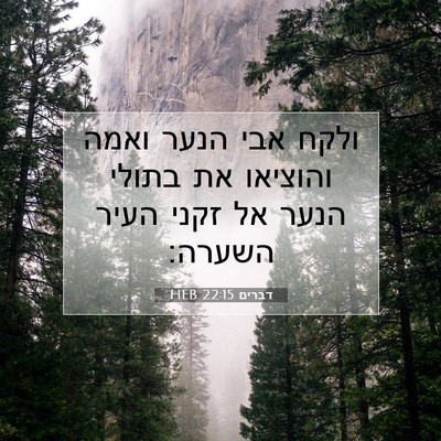 Picture 07 - דברים 22:15 HEB - ולקח אבי הנער ואמה והוציאו - Bible Verse Picture