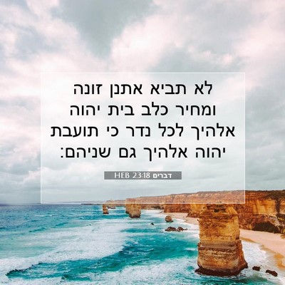 Picture 07 - דברים 23:18 HEB - לא תביא אתנן זונה ומחיר כלב - Bible Verse Picture
