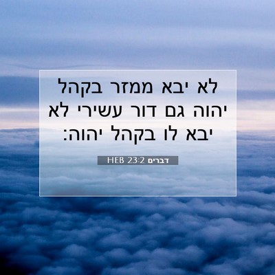 Picture 07 - דברים 23:2 HEB - לא יבא ממזר בקהל יהוה גם - Bible Verse Picture