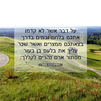 Picture 07 - דברים 23:4 HEB - על דבר אשר לא קדמו אתכם - Bible Verse Picture