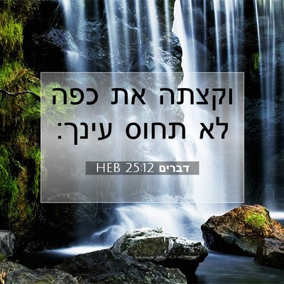 Picture 07 - דברים 25:12 HEB - וקצתה את כפה לא תחוס - Bible Verse Picture