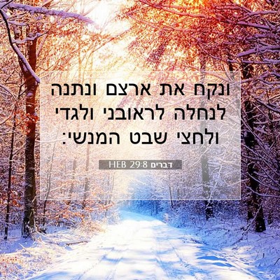 Picture 07 - דברים 29:8 HEB - ונקח את ארצם ונתנה לנחלה - Bible Verse Picture