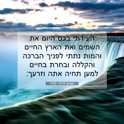 Picture 07 - דברים 30:19 HEB - העידתי בכם היום את השמים - Bible Verse Picture
