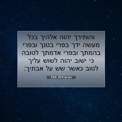 Picture 07 - דברים 30:9 HEB - והותירך יהוה אלהיך בכל - Bible Verse Picture
