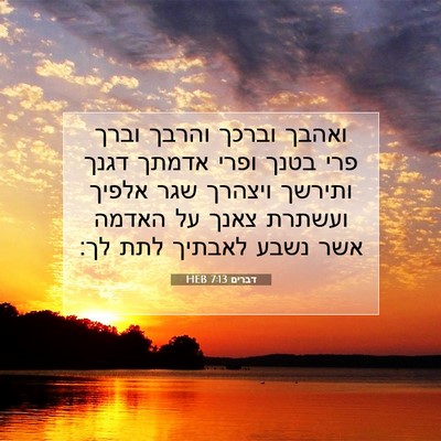 Picture 07 - דברים 7:13 HEB - ואהבך וברכך והרבך וברך פרי - Bible Verse Picture